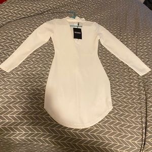 NWT Misguided white bodycon dress deep V neck